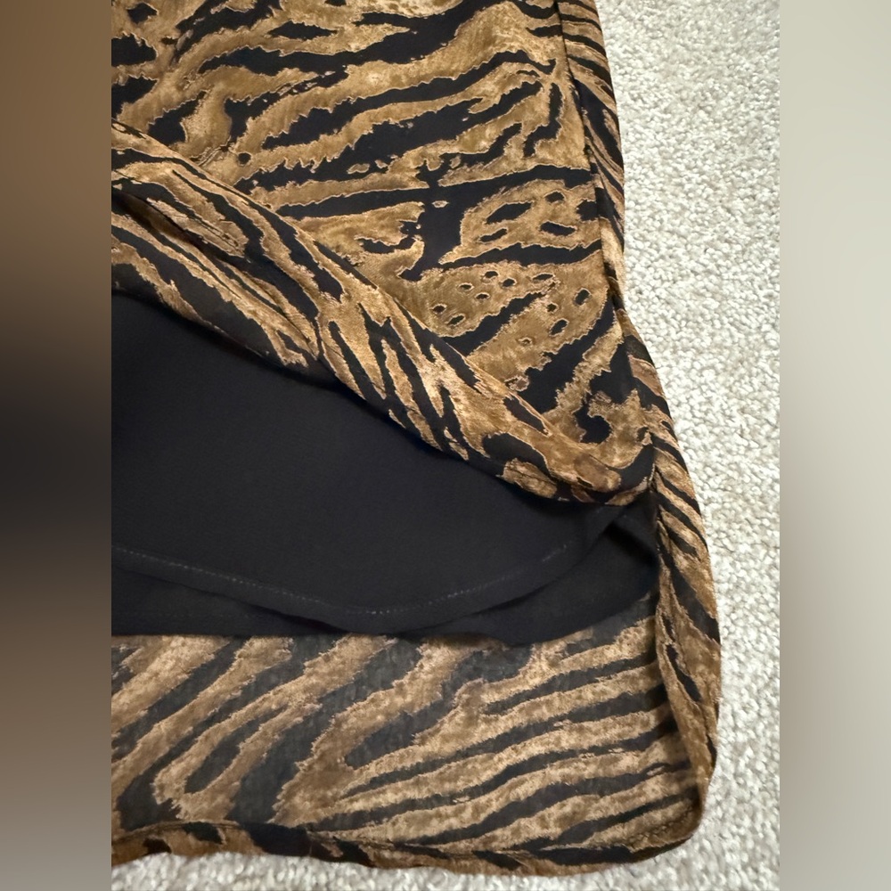 Ganni - Printed Georgette Black & Brown Tiger Patterned Dress - size 36 or US 4 - Picture 11 of 16